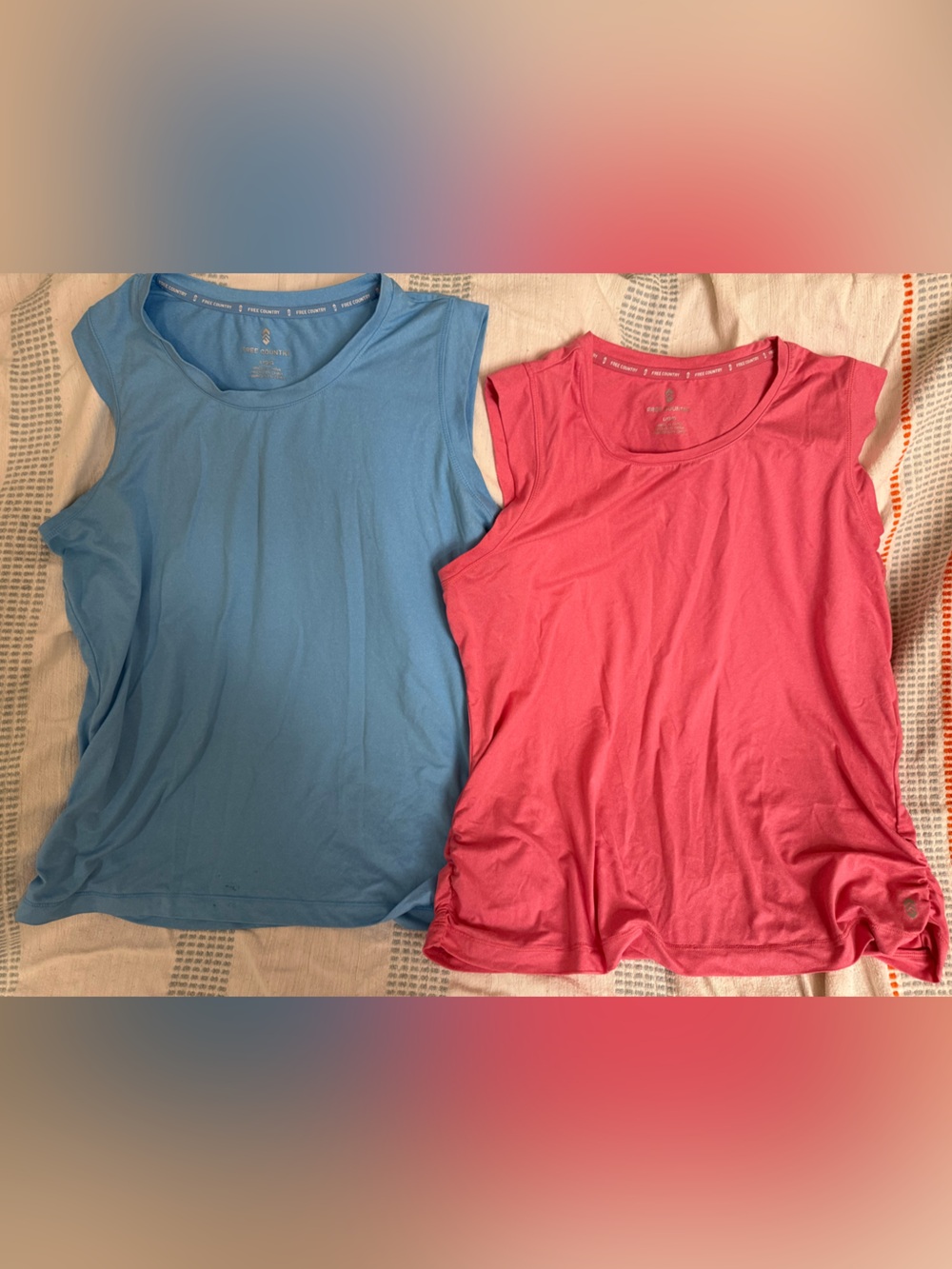 Set of two Free Country Women's Tank Tops in Blue and Pink